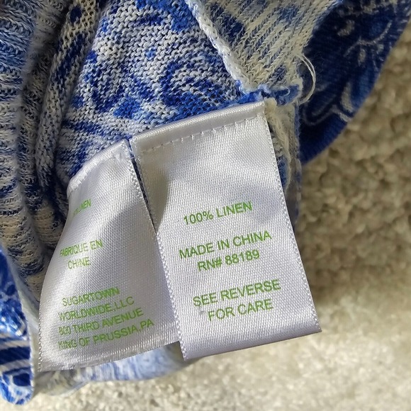 Lilly Pulitzer Tunic Top Womens Size XS/S Blue Linen 3/4 Sleeve Cover‎ Up Beach - Picture 6 of 13